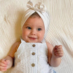 Baby Triple Knot Turban in White — detail shot showing fabric texture and quality