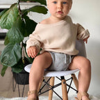 Tawny Weave Leather Baby Sandal — baby sandals size and scale reference