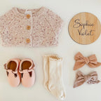 Wisp Pink Leather Baby T Bar Shoe — baby shoes colour swatch detail