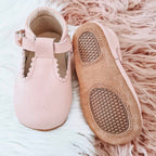 Wisp Pink Leather Baby T Bar Shoe — baby shoes size and scale reference
