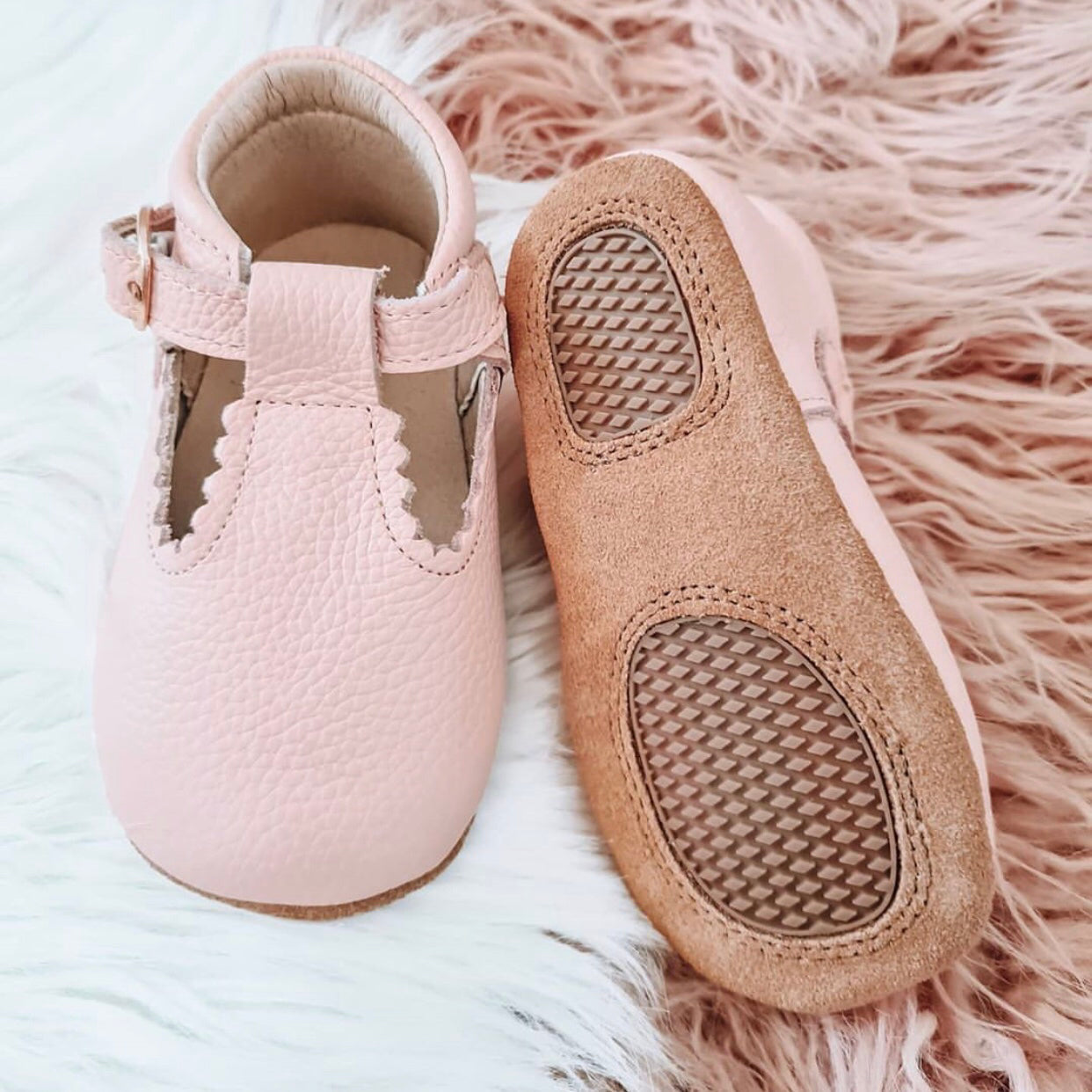 Wisp Pink Leather Baby T Bar Shoe — baby shoes size and scale reference