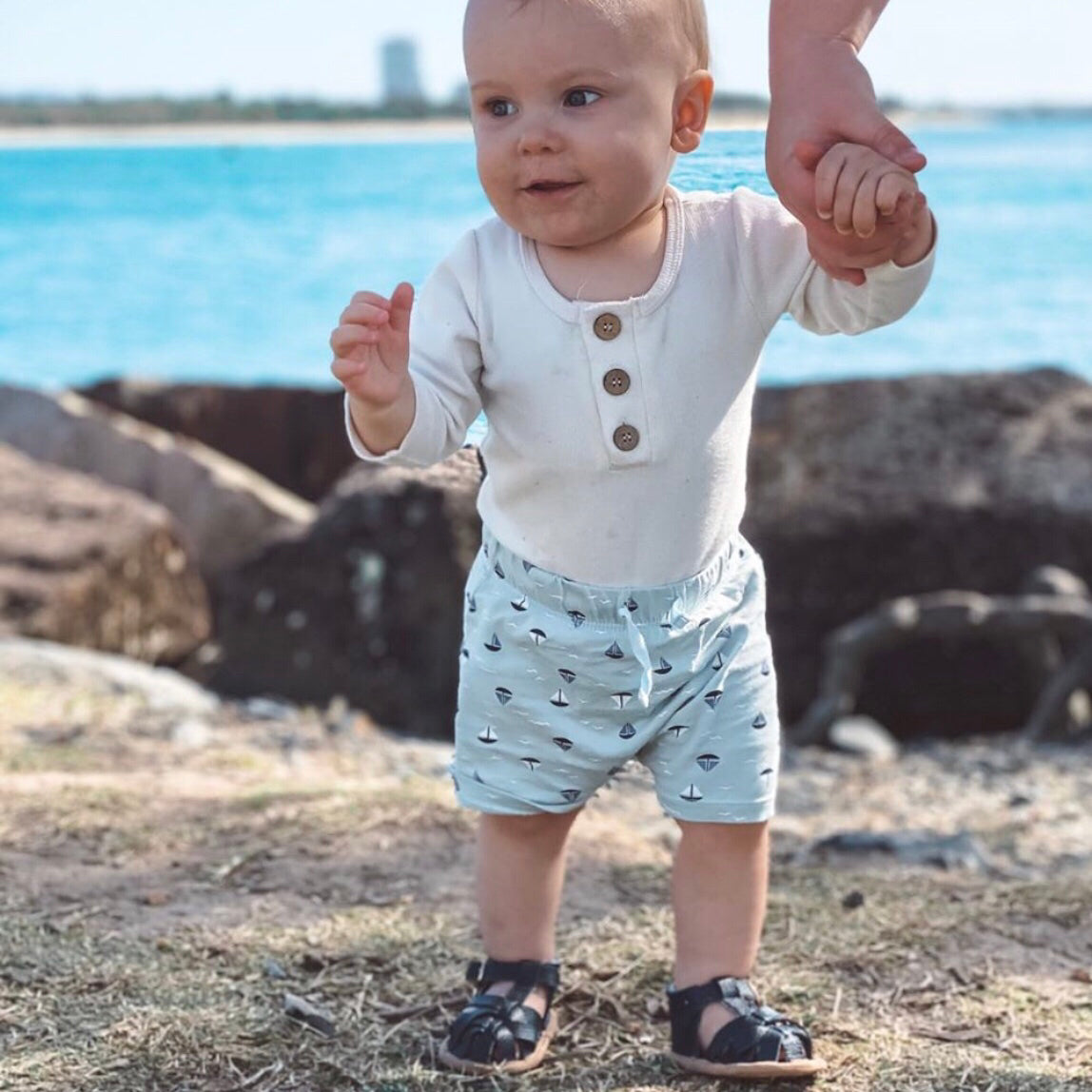 Zodiac Blue Leather Baby Sandal — baby sandals size and scale reference