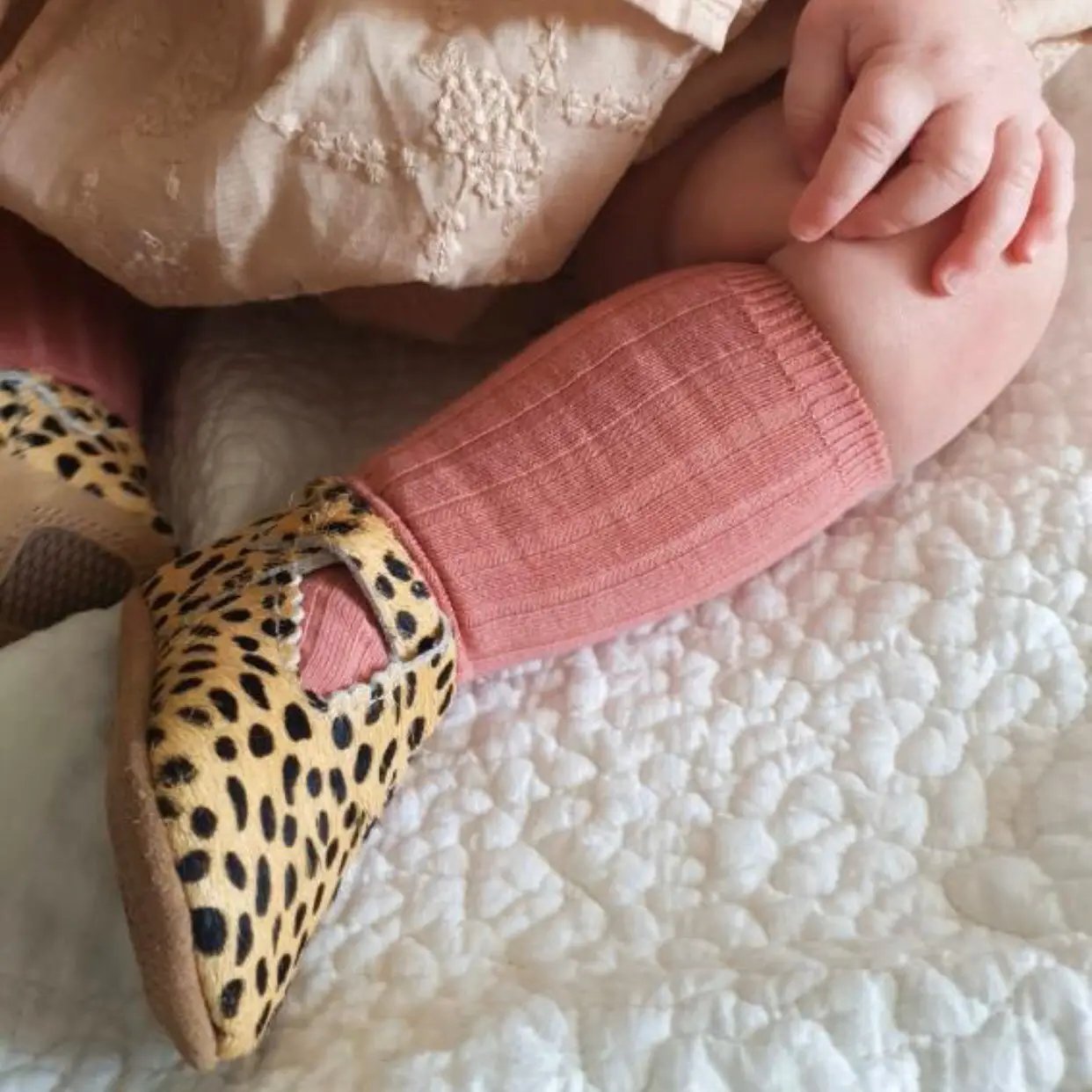 Cheetah Calf Hair Leather Baby T Bar Shoe — baby shoes colour swatch detail
