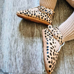 Cheetah Calf Hair Leather Baby T Bar Shoe — baby shoes styled flat lay with nursery accessories