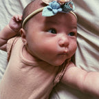 Baby Girl Flower Headpiece in Style #2 — cat baby headband showing face and soft texture