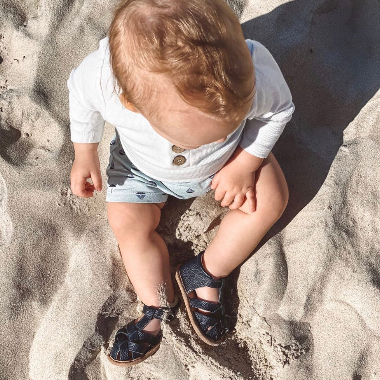 Zodiac Blue Leather Baby Sandal — baby sandals size and scale reference