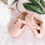 Wisp Pink Leather Baby T Bar Shoe — baby shoes colour swatch detail