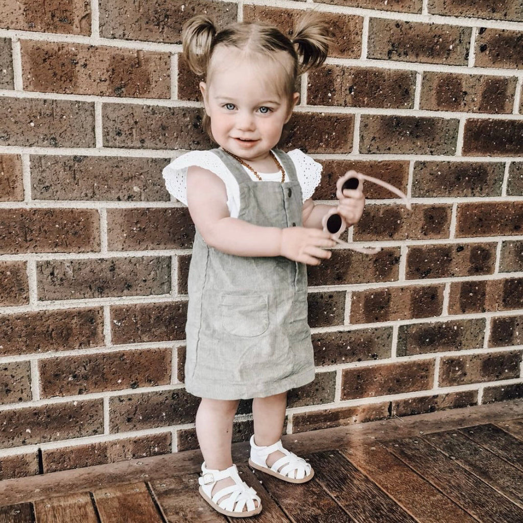 White Leather Baby Sandal — baby sandals colour swatch detail