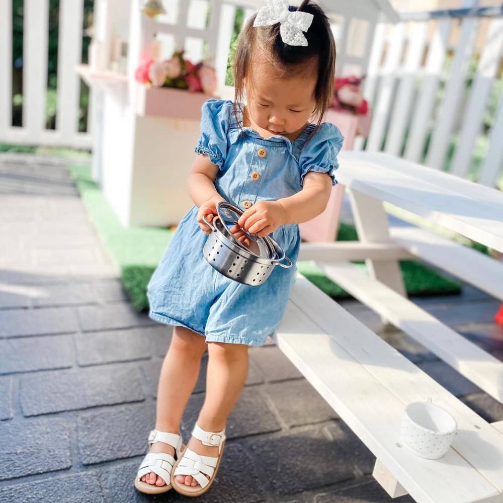 Snow White Weave Leather Baby Sandal — baby sandals product styling