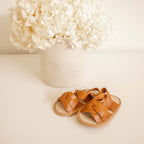 Gingerbread Weave Leather Baby Sandal — baby sandals size and scale reference