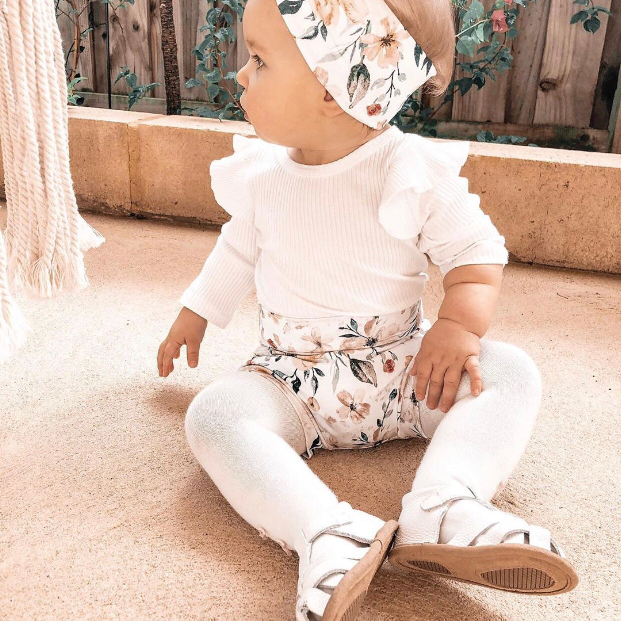White Leather Baby Sandal — baby sandals product styling