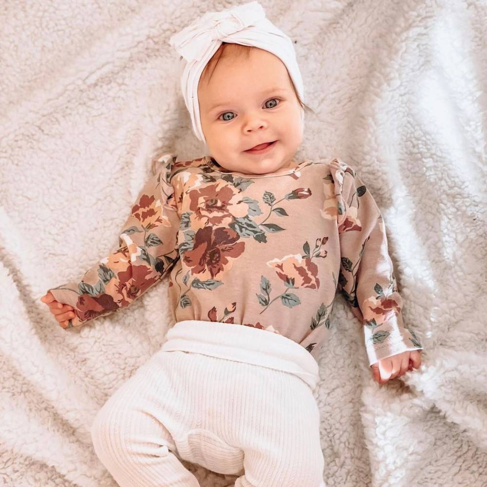 Baby Triple Knot Turban in White — white baby turban product styling