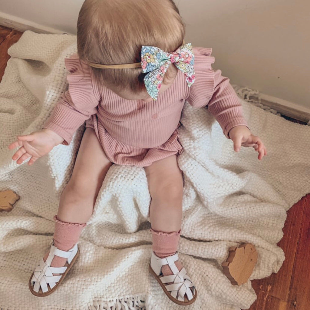 White Leather Baby Sandal — baby sandals size and scale reference