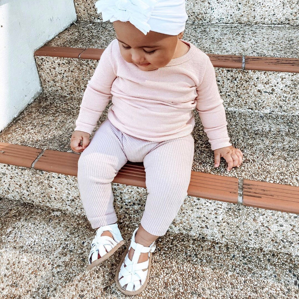 White Leather Baby Sandal — baby sandals product styling