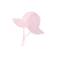 Pale pink ear detail baby hat — Wide Brim Baby Sun Hat on white background