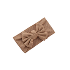 Nutmeg nylon textured baby headband with bow detail — Baby Textured Single Soft Bow Knot Headband on white background