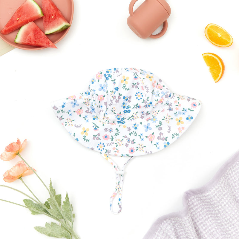 Wide Brim Baby Sun Hat in Petal Play