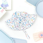 Wide Brim Baby Sun Hat in Petal Play — detail shot showing fabric texture and quality
