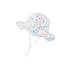 Petal play ear detail baby hat — Wide Brim Baby Sun Hat on white background