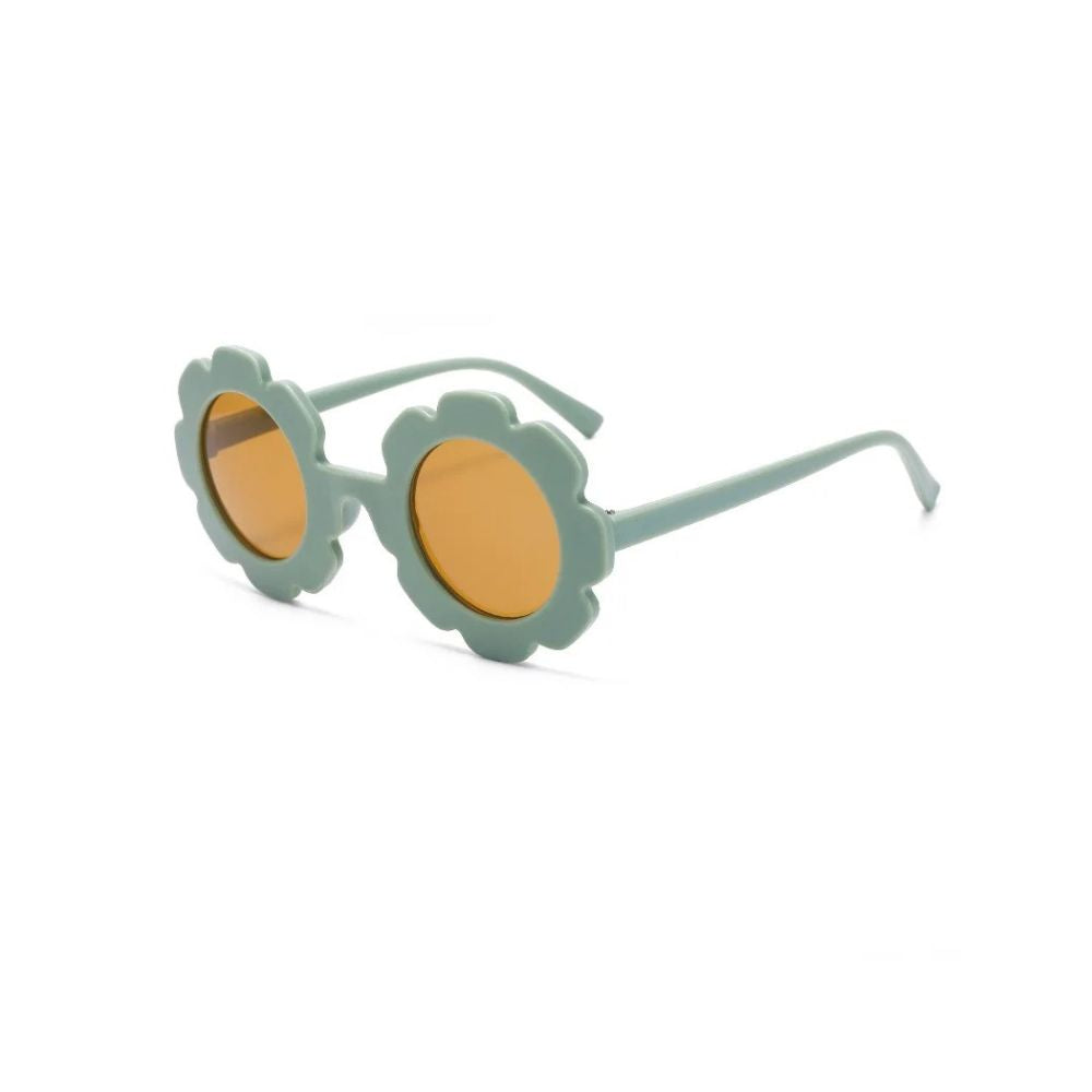 Matte Sage Quinn Baby Sunglasses — baby sunglasses side view showing frame shape and lens