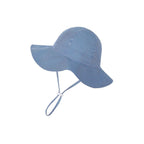Royal blue ear detail baby hat — Wide Brim Baby Sun Hat on white background