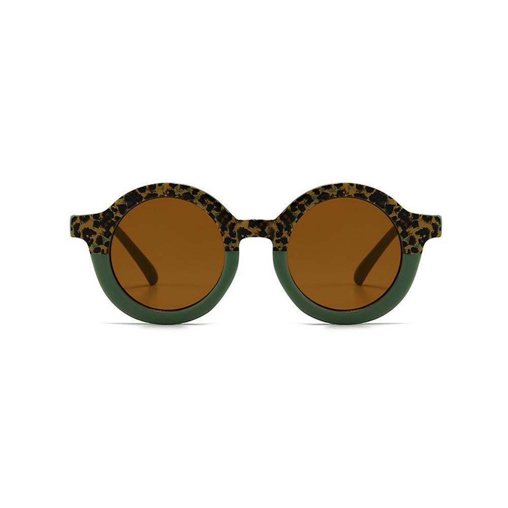 Sage Leopard Ava Baby Sunglasses — baby sunglasses side view showing frame shape and lens