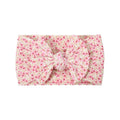 Cable knit floral baby headband with bow detail — Single Bow Cable Knit Baby Headband Floral Design #10 on white background