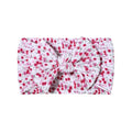 Cable knit floral baby headband with bow detail — Single Bow Cable Knit Baby Headband Floral Design #11 on white background