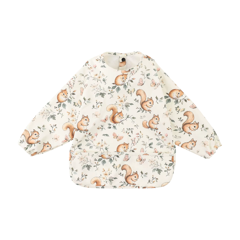 Premium Waterproof Baby Smock Bib Long Sleeve in Snack Stash