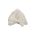 Ear detail baby turban with bow detail — Snow White Bow Crepe Baby Turban on white background