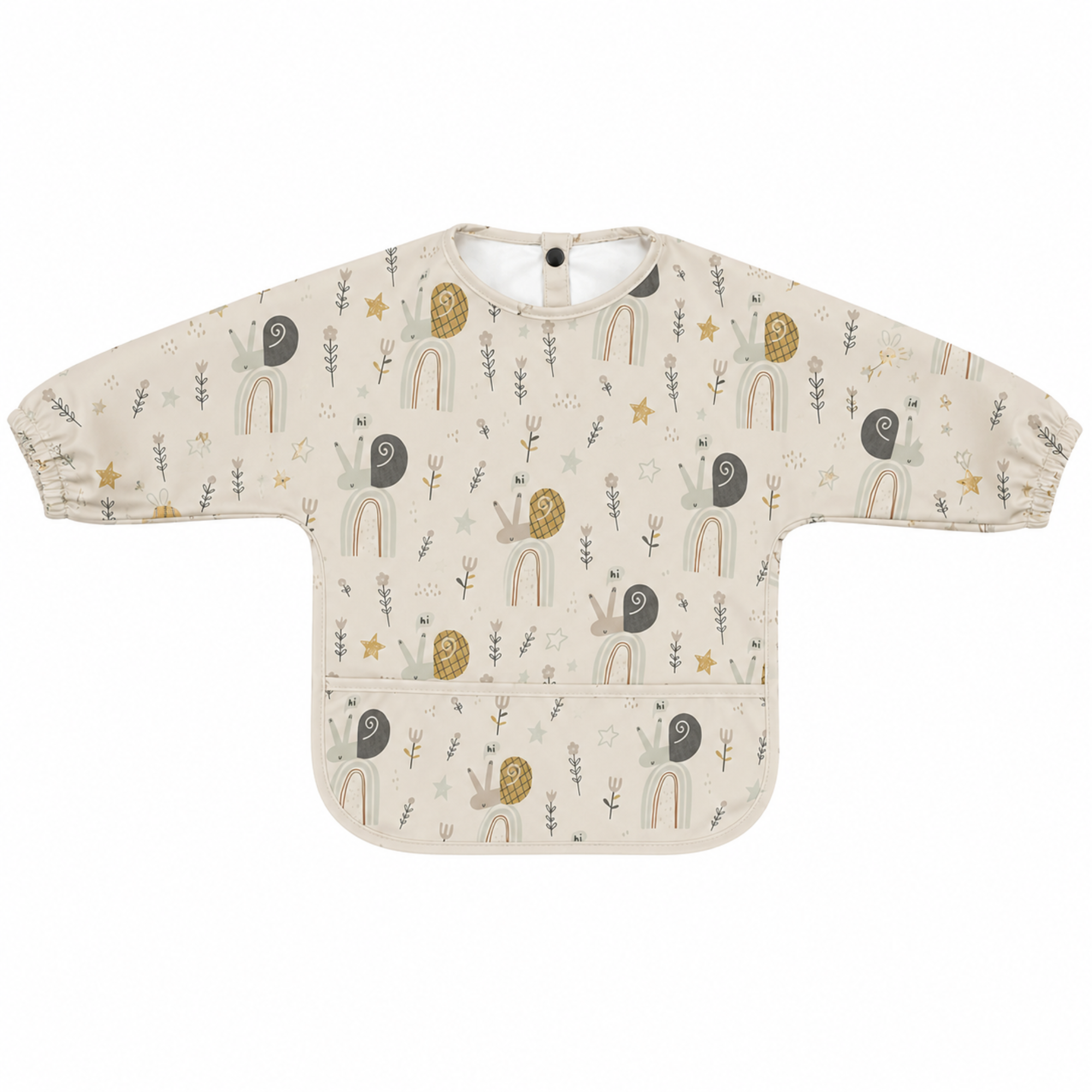 Snug as a Snail Waterproof Baby Smock Bib Long Sleeve