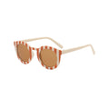 Striped baby sunglasses — Soft Peach Stripe Retro Baby Sunglasses Vintage Patterned Sunnies for Infants on white background
