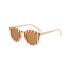 Striped baby sunglasses — Soft Peach Stripe Retro Baby Sunglasses Vintage Patterned Sunnies for Infants on white background