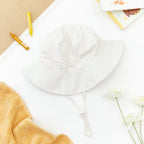 Wide Brim Baby Sun Hat in Soft Sand — detail shot showing fabric texture and quality