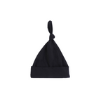 Black cotton ear detail baby beanie — Baby Beanie Hat on white background