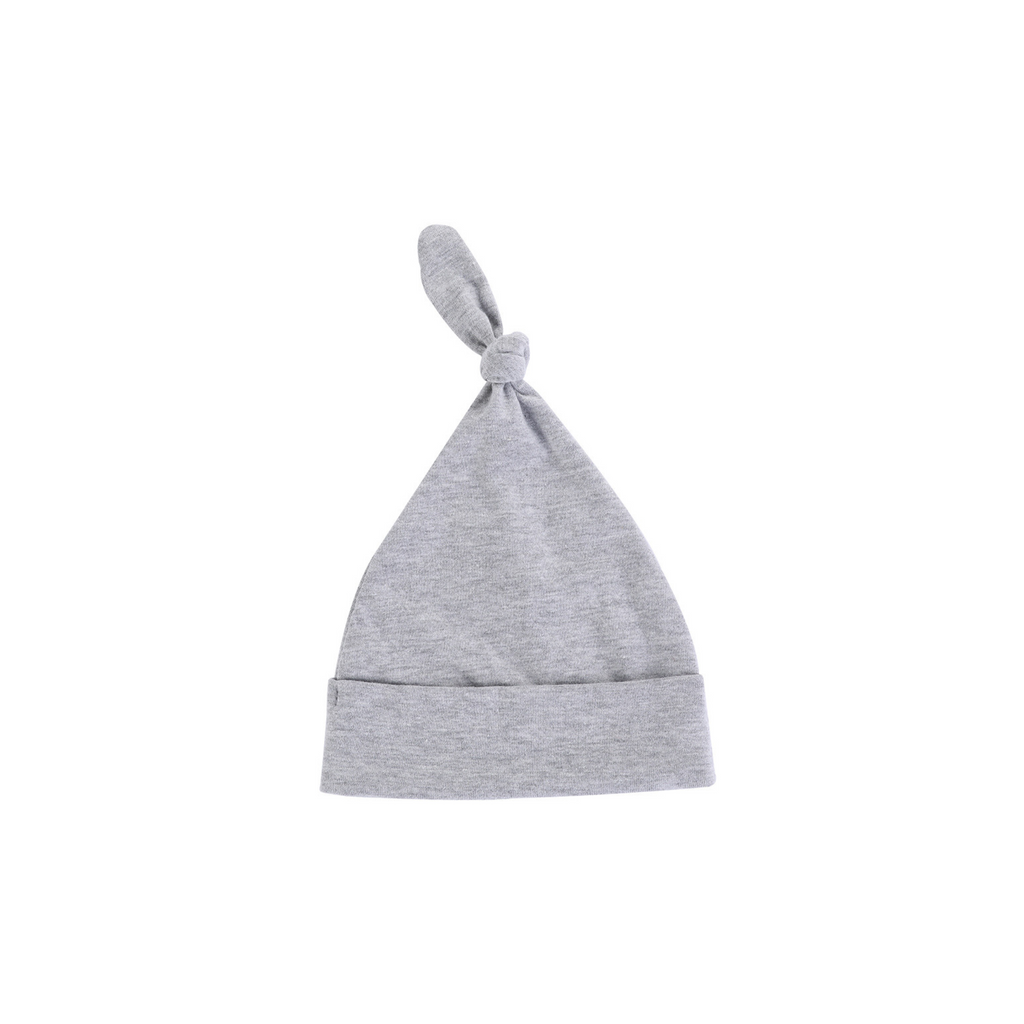 Grey cotton ear detail baby beanie — Baby Beanie Hat on white background