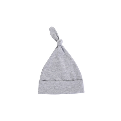 Grey cotton ear detail baby beanie — Baby Beanie Hat on white background