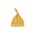 Mustard cotton ear detail baby beanie — Baby Beanie Hat on white background