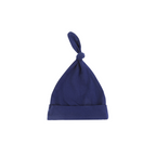 Navy cotton ear detail baby beanie — Baby Beanie Hat on white background