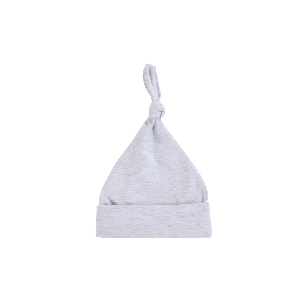 Silver cotton ear detail baby beanie — Baby Beanie Hat on white background