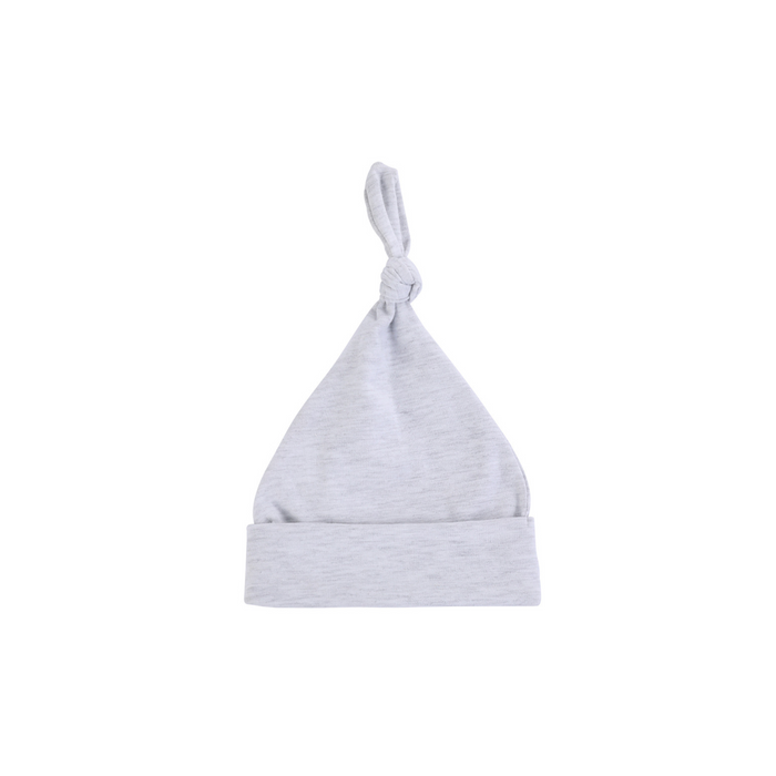 Soft Top Knot Baby Beanie Hat in Silver