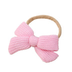 Fairy floss knit baby headband — Baby Knitted Bow Headband on white background