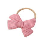 Flamingo knit baby headband — Baby Knitted Bow Headband on white background