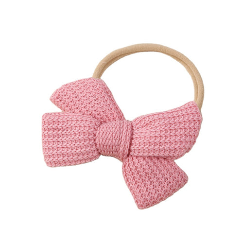 Flamingo knit baby headband — Baby Knitted Bow Headband on white background