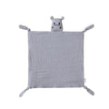 Silver cotton muslin ear detail baby comforter — Cotton Baby Comforter Harry The Hippo on white background