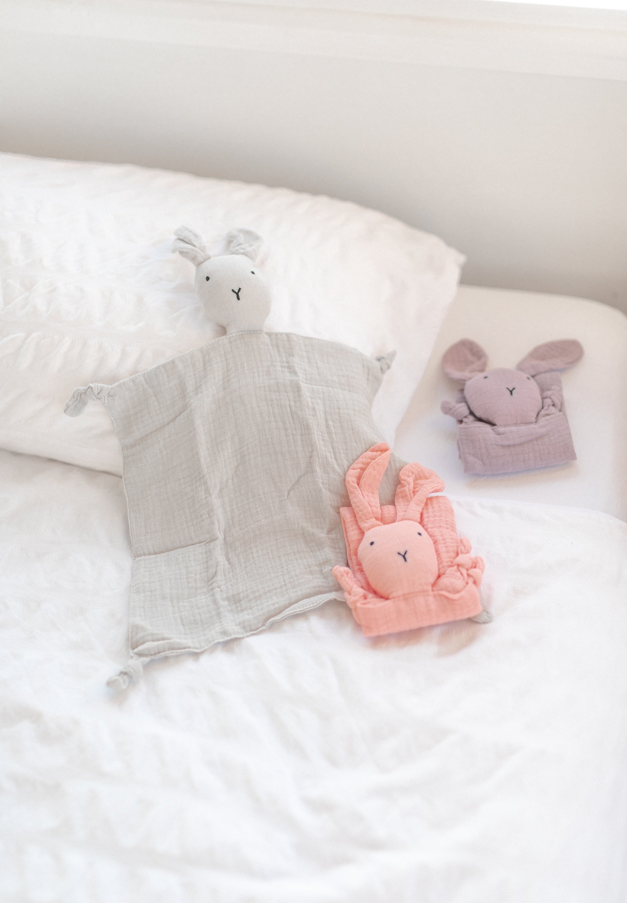 Benni Bunny Cotton Baby Comforter in Ivory — bunny baby comforter showing face and soft texture