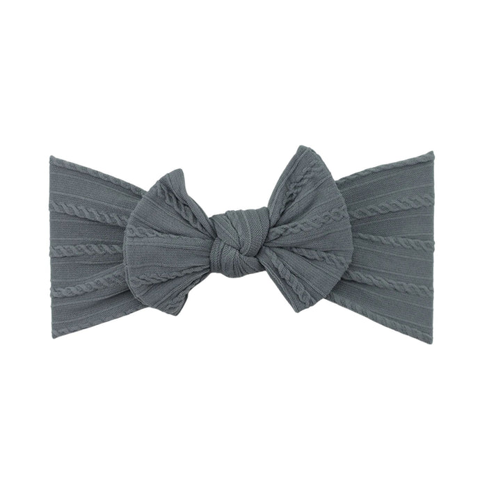 Baby Top Knot Single Bow Headband Grey