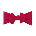Lipstick pink nylon ear detail baby headband with bow detail — Bowie Single Bow Headband on white background