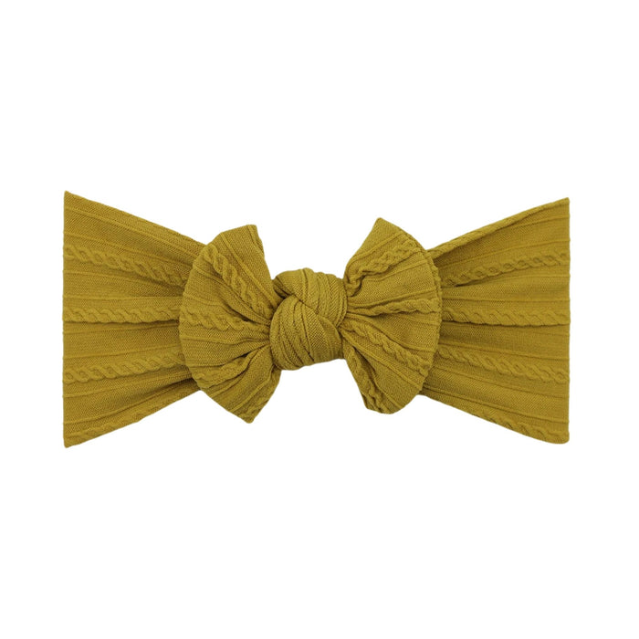 Baby Top Knot Single Bow Headband Mustard