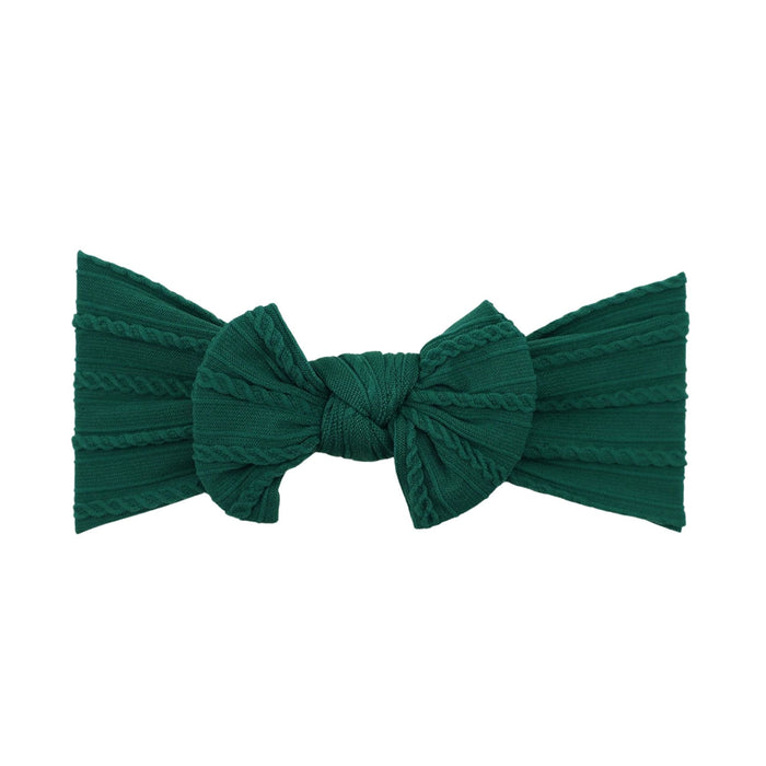 Baby Top Knot Single Bow Headband Pine Green
